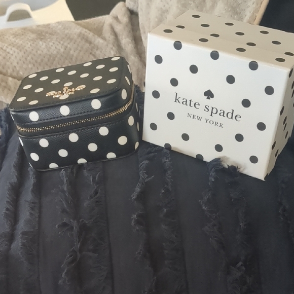 kate spade Jewelry - Kate Spade Black Polka Dot Jewelry Box Travel Storage Case w/ Original Box